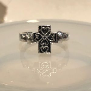 Sterling silver reversible cross ring